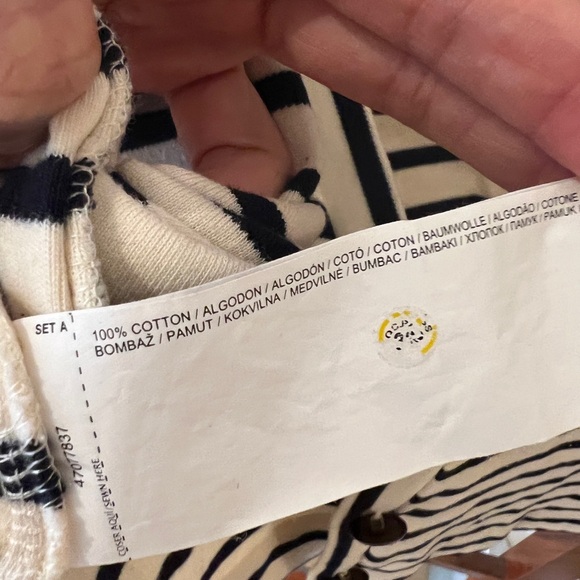 Mango striped nautical v neck cardigan in black and off-white, sz SMALL - Picture 5 of 8